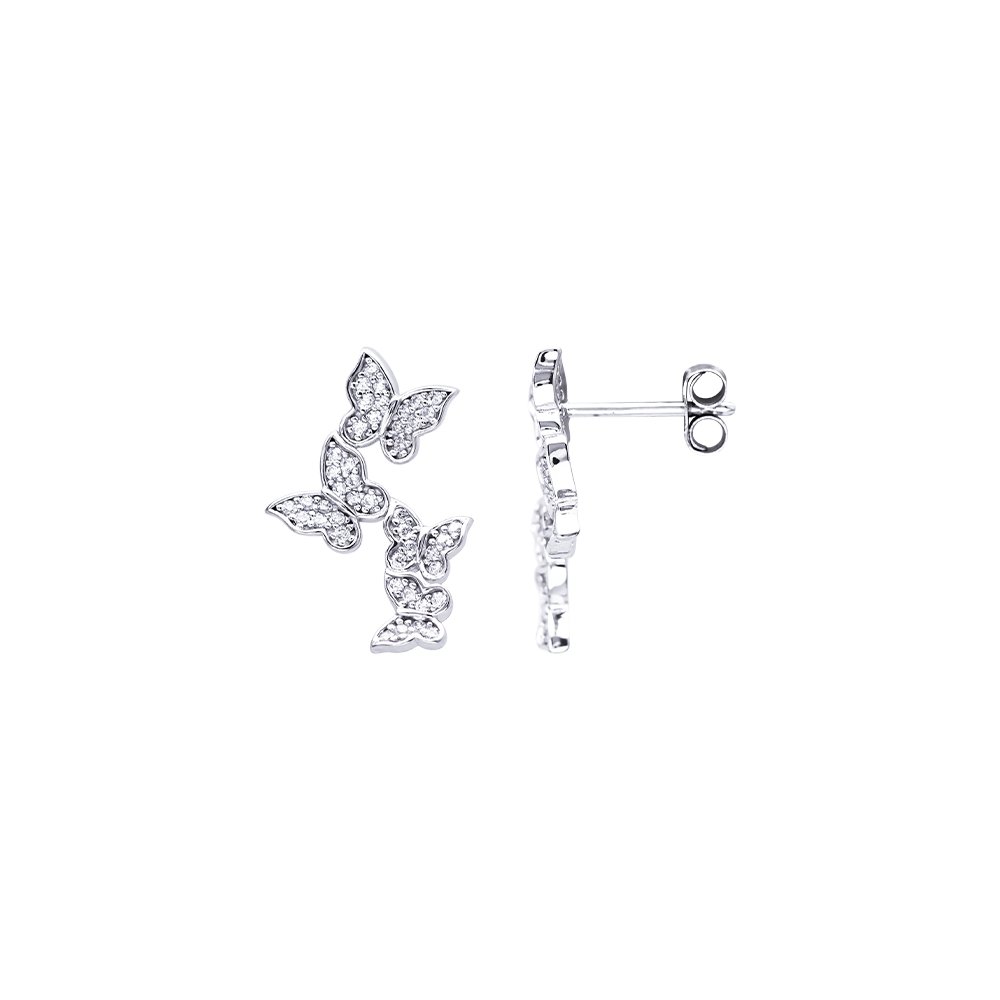 Orecchini A Cactus In Argento Rodiato 925 Con Zirconio – Eleganti E Originali, 7x8mm