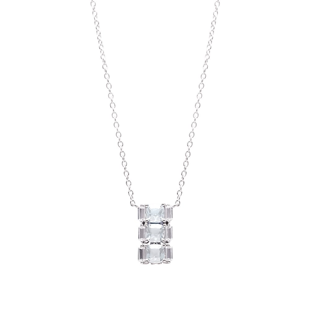Collana Quadricuore Rodio e Zirconi Bianchi e Verdi_x000D