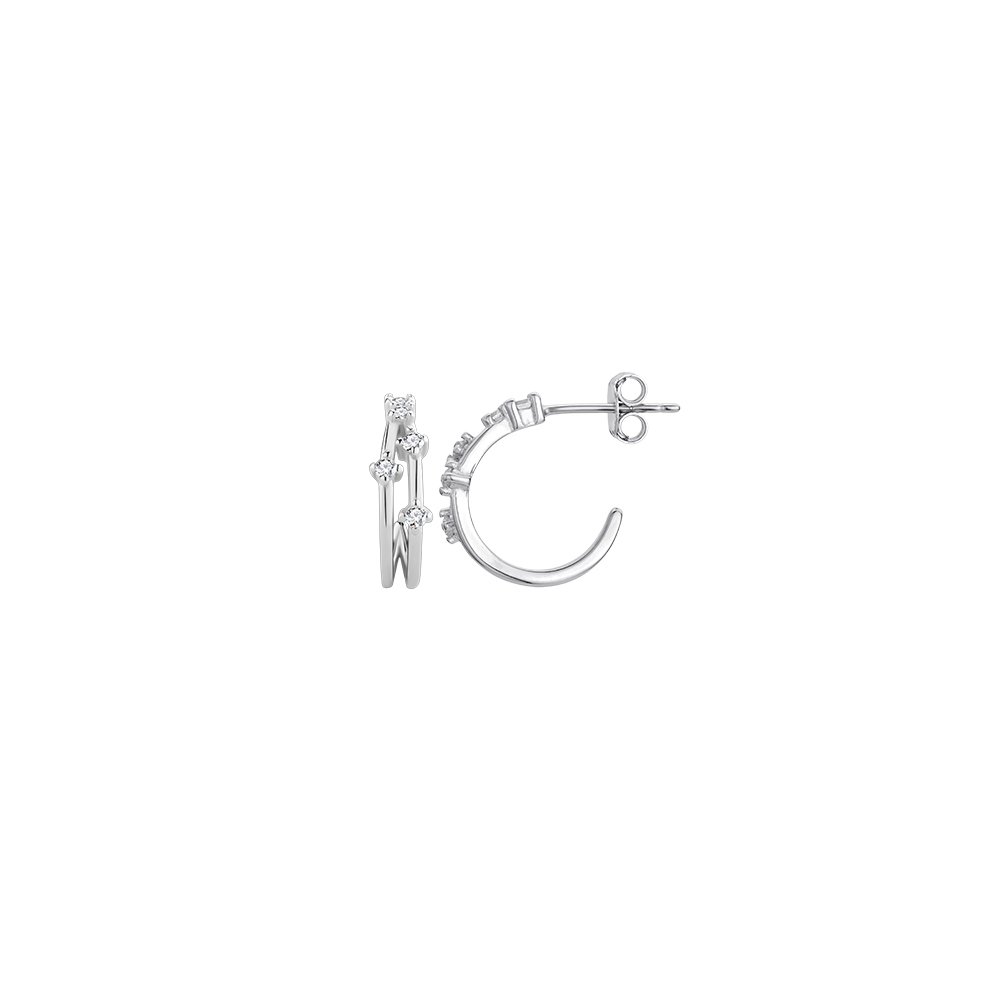 Secretforyou - Orecchini a perno in argento sterling 925 placcato oro rosa, effetto zircone, marca Sokolov